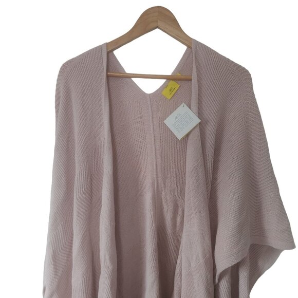 Roller Rabbit Long Flowy Cardigan Shawl Sweater One Size Pink May Cape Sweater - Picture 2 of 5